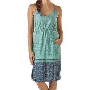 Patagonia Lost Wildflower Blue Teal Spaghetti Strap Halter Dress Pocket Size XS